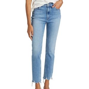 Paige Cindy High Waist Destroyed Hem Straight Leg Jeans